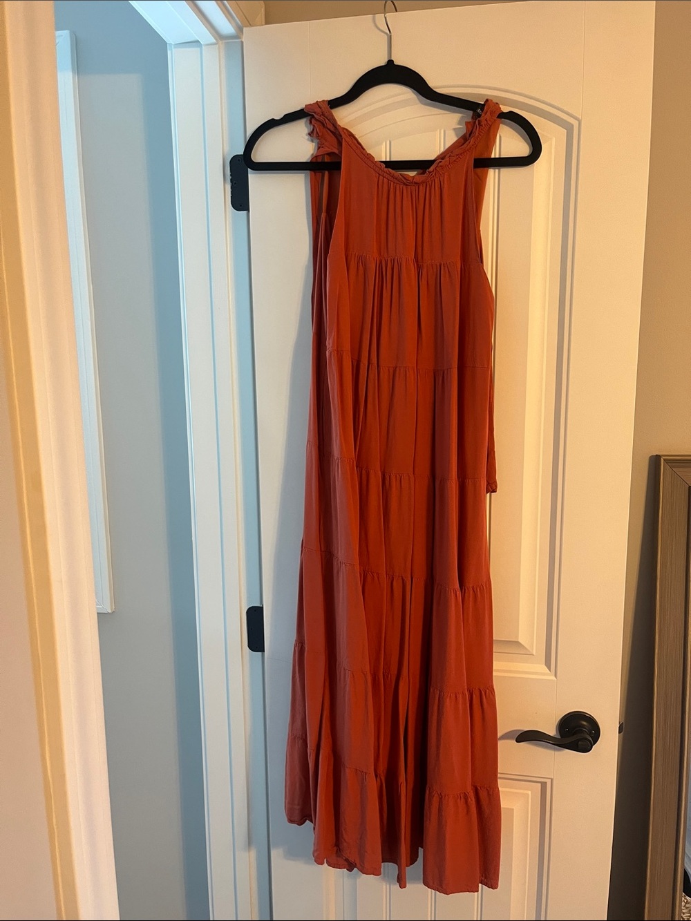 Rust-Tone Tiered Maxi Dress